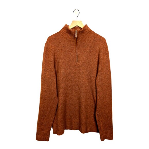 Marshall Field's Other - Marshall Fields 100% Cashmere Zip Neck Pullover Sweater Size L Tall Burnt Orange